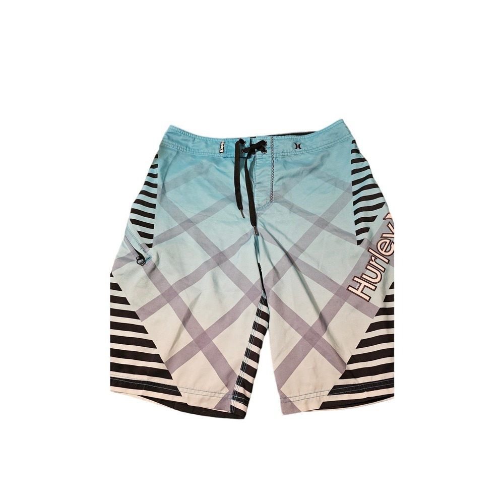 Hurley Blue Striped Ombre Board Shorts size 32 waist